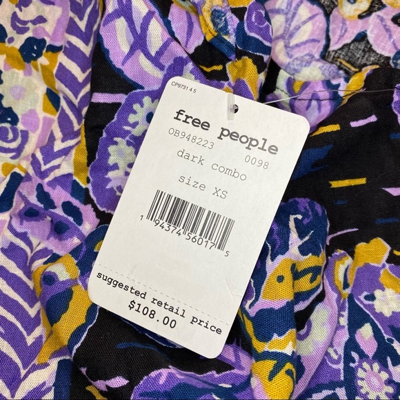 NEW Free People Summer in Tulum Dark Tunic Floral Top XS - Picture 12 of 12